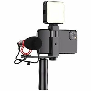 Apexel video rig s mikrofónom a led svetlom