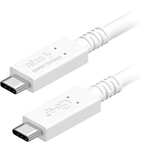 AlzaPower Core USB-C/USB-C USB4, 5 A, 100 W, 0,5 m biely