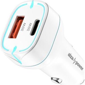 AlzaPower Car Charger P200 USB-A + USB-C Power Delivery 35 W biela