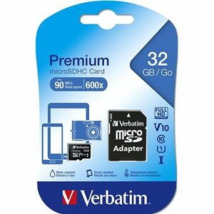 Verbatim Premium microSDHC 32 GB UHS-I V10 U1 + SD adaptér