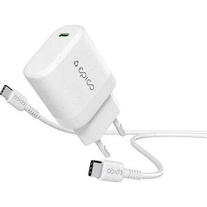 Epico Resolve 30 W GaN sieťová nabíjačka s 1.2 m USB-C káblom – biela