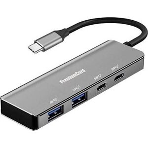 PremiumCord 5G SuperSpeed Hub USB-C na 2× USB 3.2 C + 2× USB 3.2 A, Aluminum