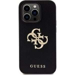 Guess PU Perforated 4G Glitter Metal Logo Zadný Kryt na iPhone 14 Pro Black