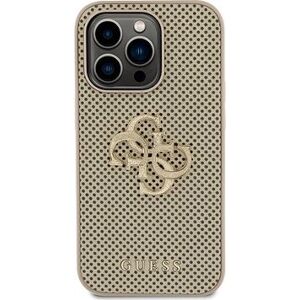 Guess PU Perforated 4G Glitter Metal Logo Zadný Kryt na iPhone 14 Pro Gold