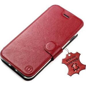 Mobiwear kožené flip pre Apple iPhone 14 Pro – Tmavo červené