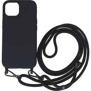 TopQ Kryt Simple iPhone 14 černý se šňůrkou 111416