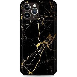 TopQ Kryt LUXURY iPhone 15 Pro pevný Marble černo-zlatý 111296