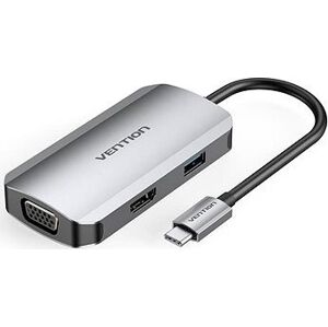 Vention USB-C to HDMI/VGA/USB 3.0/PD Docking Station 0,15 m Gray Aluminum