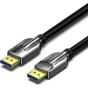 Vention Cotton Braided DP 2.0 Male to Male 8K HD Cable 1 m Black Zinc Alloy Type